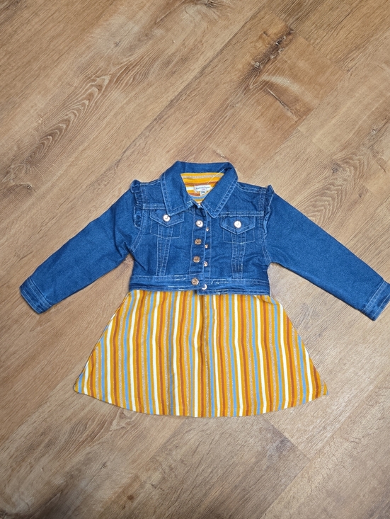 Nanette Lepore Other - ☀️Nanette Lepore Blue Denim Jacket With Yellow Striped Dress 24m NWOT